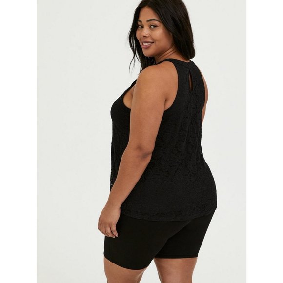 Torrid Womens 2X Black Floral Lace Sleeveless Lined High Neck Tank Top Keyhole - Picture 9 of 9